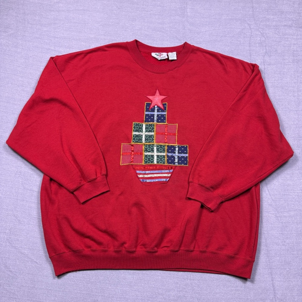 Nutcracker Womens Red Christmas Tree Presents Holiday Pullover Sweatshirt 22W/42